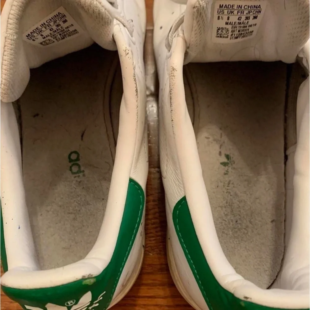 MENS ADIDAS STAN SMITH TENNIS SHOES WHITE GREEN 8.5 STREETWEAR COLLEGE VOGUE